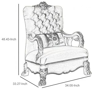 Acme Dresden Tufted Chair with 1 Pillow in Bone Velvet and Gold Patina Acme Dresden Tufted Chair with 1 Pillow in Bone Velvet and Gold Patina