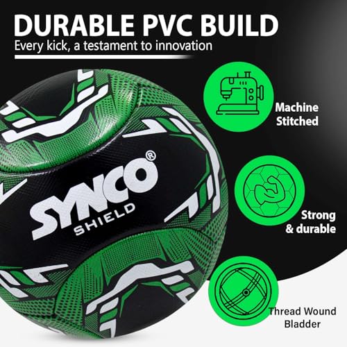 Image of Synco Football Shield | PVC Machine Stitched | 6 Panel Soccer Ball | Football for Training & Practise Sessions | Suitable for Soft & Turf Ground | Soccer Ball Size 5