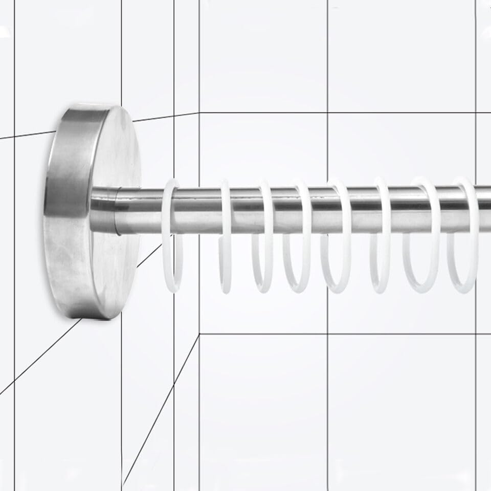 Asta Per Tenda Doccia A U Senza Fori - Estendibile In Acciaio Inox, Per Bagno, Balcone E Spogliatoio - Foto 4