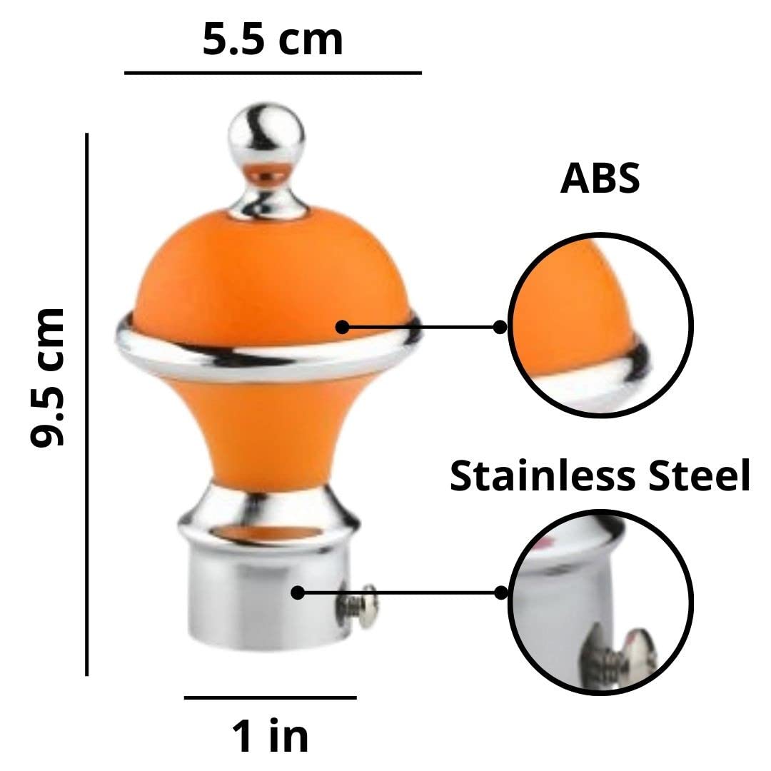 INKART� Decorative ABS + Steel Curtain Bracket Rod Pocket Finials Window Rod Support Fittings, Curtain Rod Holder (Pack of 2, Orange) 2