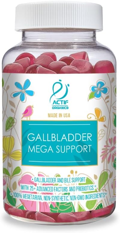 ACTIF Gallbladder Mega Support with 25+ Factors, 10 Billion CFU Probiotics, Bile Support – Made in The USA, 60 Gummies, Strawberry Flavor