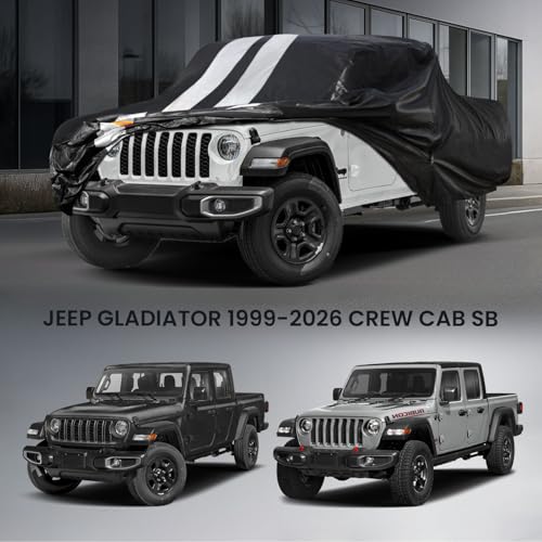 Image of Gladiator Truck Cover Custom Fit 1999-2026 Crew Cab Short Bed(5') with Door Zipper, 10 Layers Outdoor Heavy Pickup Truck Cover Waterproof All Weather, Wind Dust Sun Protector.