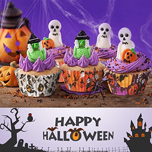 600 Pcs Halloween Cupcake Liners Wrappers Toppers Disposable Cupcake Liners For Baking Halloween Muffin Liners For Halloween Party Decoration Party Supplies #TOP4