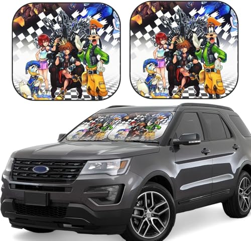 キングダム ハーツ (2) 車用サンシェード サンバイザー 日よけ 紫外線対策 カーサンシェード 四季兼用 車用品 折畳み 便利 遮光 断熱 吸盤4個付