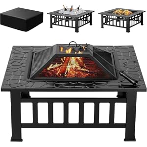 Devoko Outdoor Fire Pit, 32 Inch Firepit Table Metal Outdoor Fireplaces
