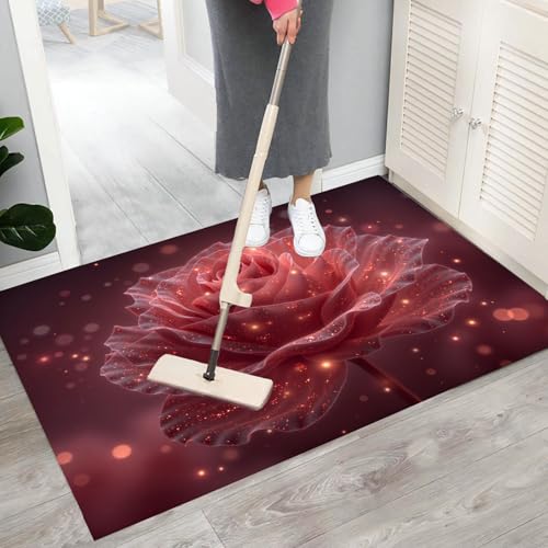 Tapis d'entrée antidérapant lavable rouge contre la saleté