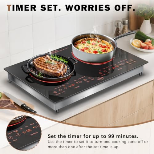 Image of Hobsir 2 Burner Electric Cooktop 110V with Plug, Total 2000W Shared Power