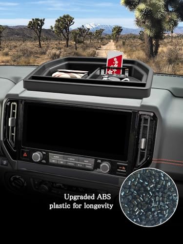 Image of CDEFG for 2025 2026 Nissan Frontier Center Console Organizer Dashboard Storage Tray for 2025 2026 Nissan Frontier Accessories 13.2-Inch Touchscreen Dash Organizer Behind-Screen Tray