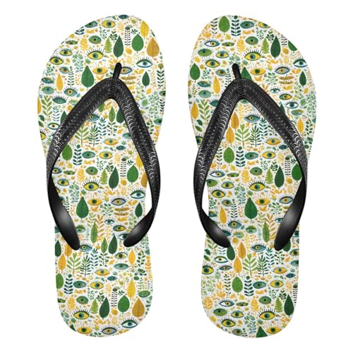 Flip Flop Sandals Eye Leaf Print for Women Men Beach Outdoor XS
