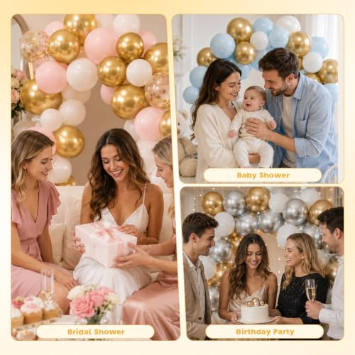 Image of Metallic Gold Balloons, 12 Inch Chrome Gold Latex Party Balloons | 30 Pack Gold Balloons for Birthday, Retirement, New Years, Anniversary, Graduation, Bachelorette, Casino Disco Decor