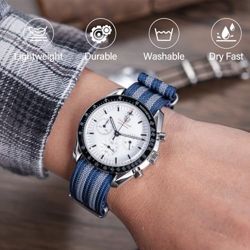 Image of TACTICAL FROG Nylon Watch Band 18mm 19 mm 20mm 22 mm 24 mm, Waterproof Military Watch Straps Replacement for Men Women, With Stainless Steel Buckle