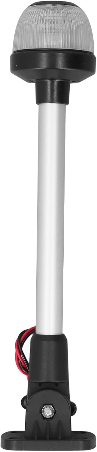 Yunseity 12in Fold Down Boat Stern Light, 3NM Visibility, IP67, White LED, 8‑30V DC, Anchor Light for Ships up to 65.6 feet in Length