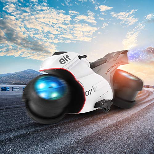 RC Motorcycle for Kids,Remote Control Car Toy for Boy and Girl,360° Spinning Action Rotating Drift Stunt Motorbike,2WD High Speed,Two Rechargeable Battery,Birthday for Kids