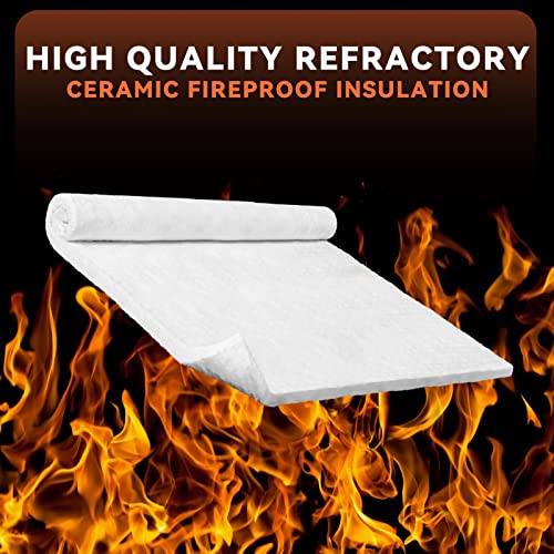 2 Pieces Ceramic Fiber Insulation Blanket 31" X 24" X 1" Kaowool Ceramic Fiber Insulation Fireproof Insulation Blanket High Temperature Insulation Blanket For Furnace, Forges, Kilns, Stoves #TOP1