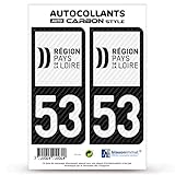 blasonimmat 2 Stickers Plaque immatriculation Auto 53 Pays de la Loire - LT II bi-Ton Carbone-Style