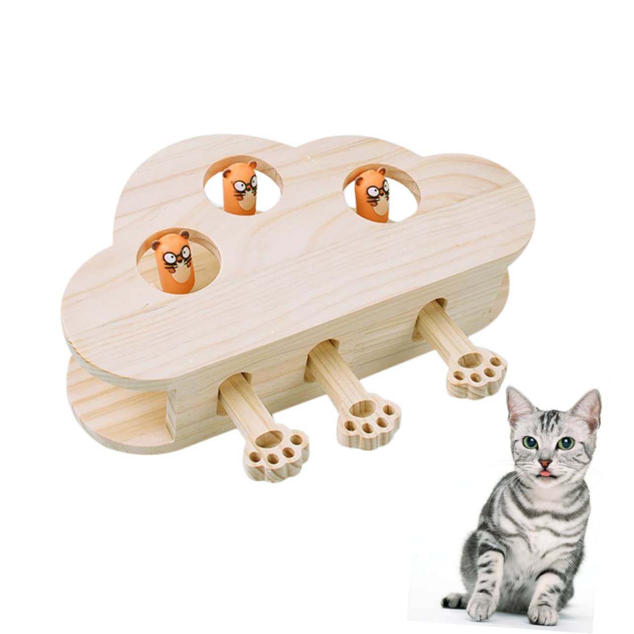COLLBATH Juguete para atrapar Gatos Juguete Interactivo para Gatos Ratones s para Mascota raspador Gatito Gato de De Madera