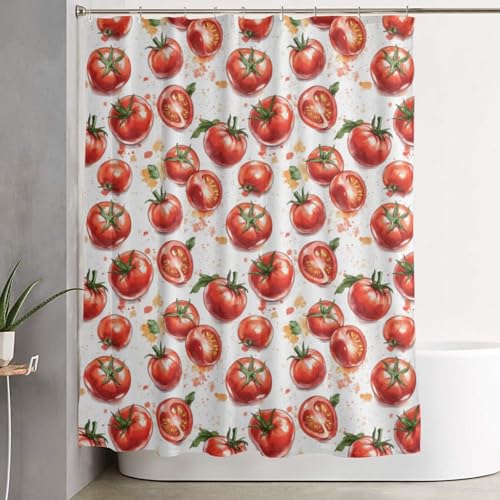 Rideau de douche opaque 152x183 cm lavable motif tomates avec œillets - 8