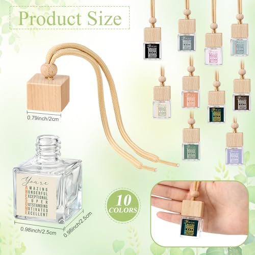 Image of Funnymoom 20 Pcs Employee Appreciation Gift Bulk Car Air Freshener Diffuser Hanging Car Empty Glass Oil Diffuser Thank You Gifts for Employee Coworker Social Worker