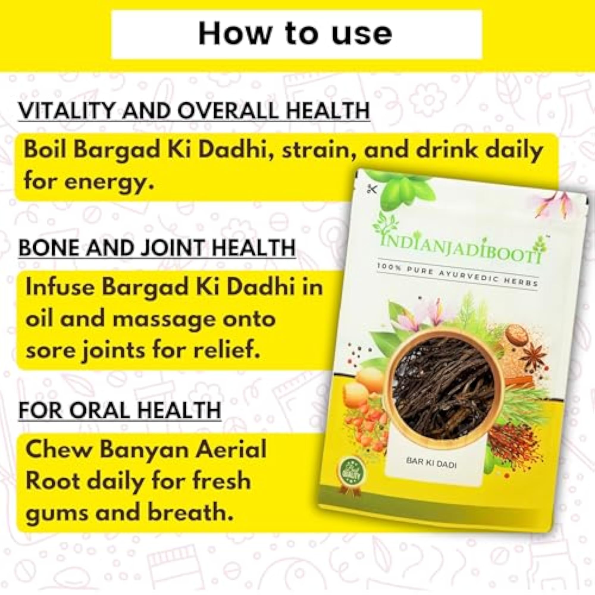 Bargad Ki Dadhi - Banyan Aerial Roots, 900 Grams