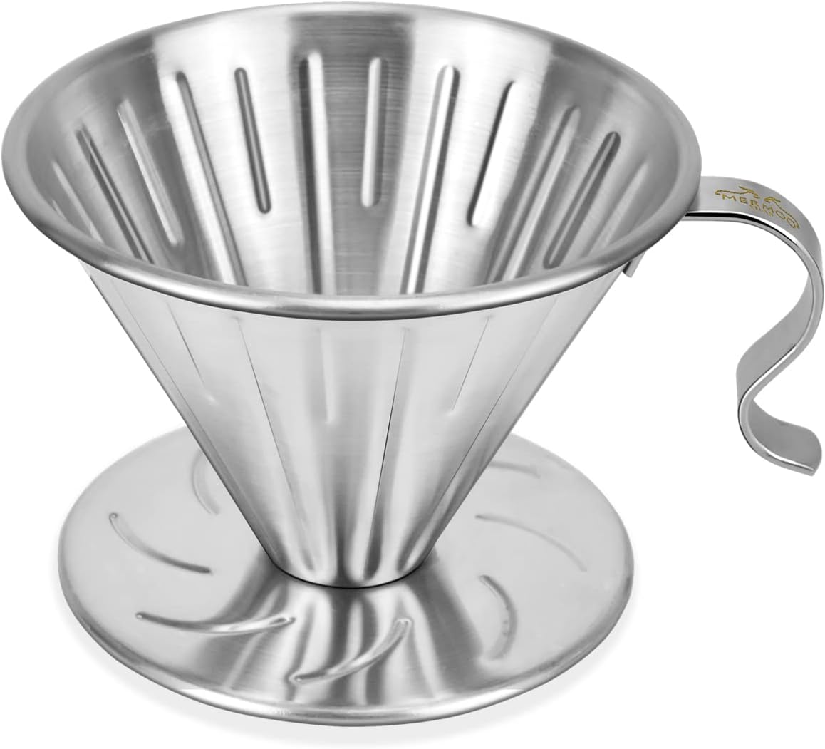 MERMOO YILAN Pour Over Coffee Dripper Durable Metal Filter Holder Large Hole Dripper for Home, Office, RV, Camping, Travel (L)