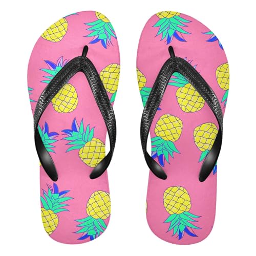 Pineapple Fruit Pink Flip Flops for Beach Thong Sandals Anti-slip Lightweight Beach Shoes for Summer Outdoor Travel