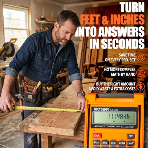 Victor C6000 Advanced Construction Calculator with Protective Case Displays in Fractional or Dimensional Forms Perfect for Carpenters, Renovators,Builders, Contractors, Estimators by Victor - Image 2