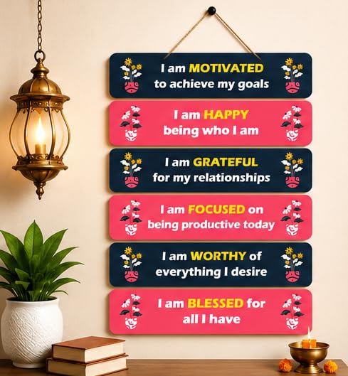 Image of Motivational Quote Wall Hanging for Home Decor | What You Think You Become, What You Feel You Attract, What You Imagine You Create MDF Wooden Wall Art | Office, Living Room & Meditation Decor (WH-37)