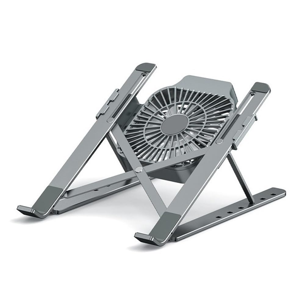 Podstawka pod laptopa, Foldable Laptop Stand for Desk, Aluminum Alloy Laptop Holder Bracket with Cooling Fan Akcesoria do laptopów(Gray)