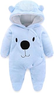 Newborn Baby Cartoon Bear Snowsuit Infant Jumpsuit Footie Romper Winter Coat Romper