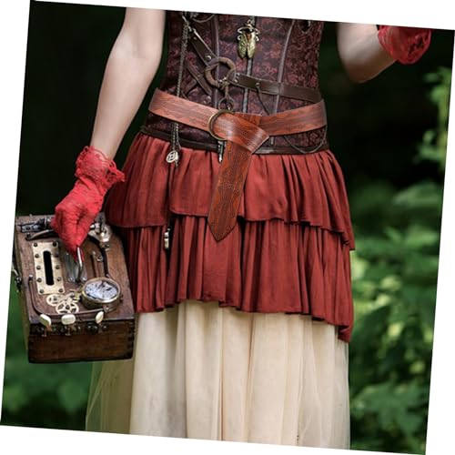 PartyKindom Medieval Viking Belt Renaissance Waist Belt Embossed for Men Adults Casual2