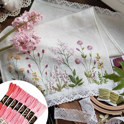 Image of 70 Yards 8 Skeins Gradient 6 Strands Hot Pink Embroidery Friendship Bracelet Thread Variegated Floss Cross Stitch Polyester Threads Assorted Bulk Set for Hand Sewing Making Crochet Supply