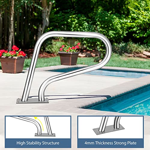 Pool Rail For Inground Pools (30X22), 304Ss Pool Handrail With Nonslip Blue Cover. #TOP2