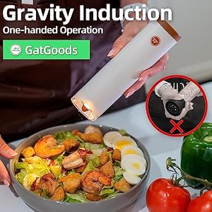 Gravity Electric Salt and Pepper Grinder Set Adjustable Coarseness Warm LED Light One handed Automatic Operation Battery Powered White Electric Pepper Mills