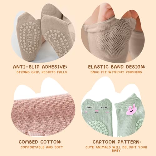 BLNC 3 Paar Baby-Knieschoner und Babysocken, Krabbelset mit süßem Cartoon-Design, bequem und leicht für 0-12 Monate (Mädchen)