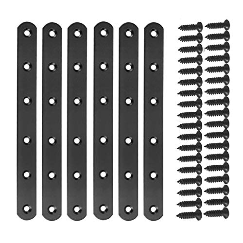 Dproptel - Juego de 10 soportes para estante de acero inoxidable con tornillos de 80 x 20 mm, negro