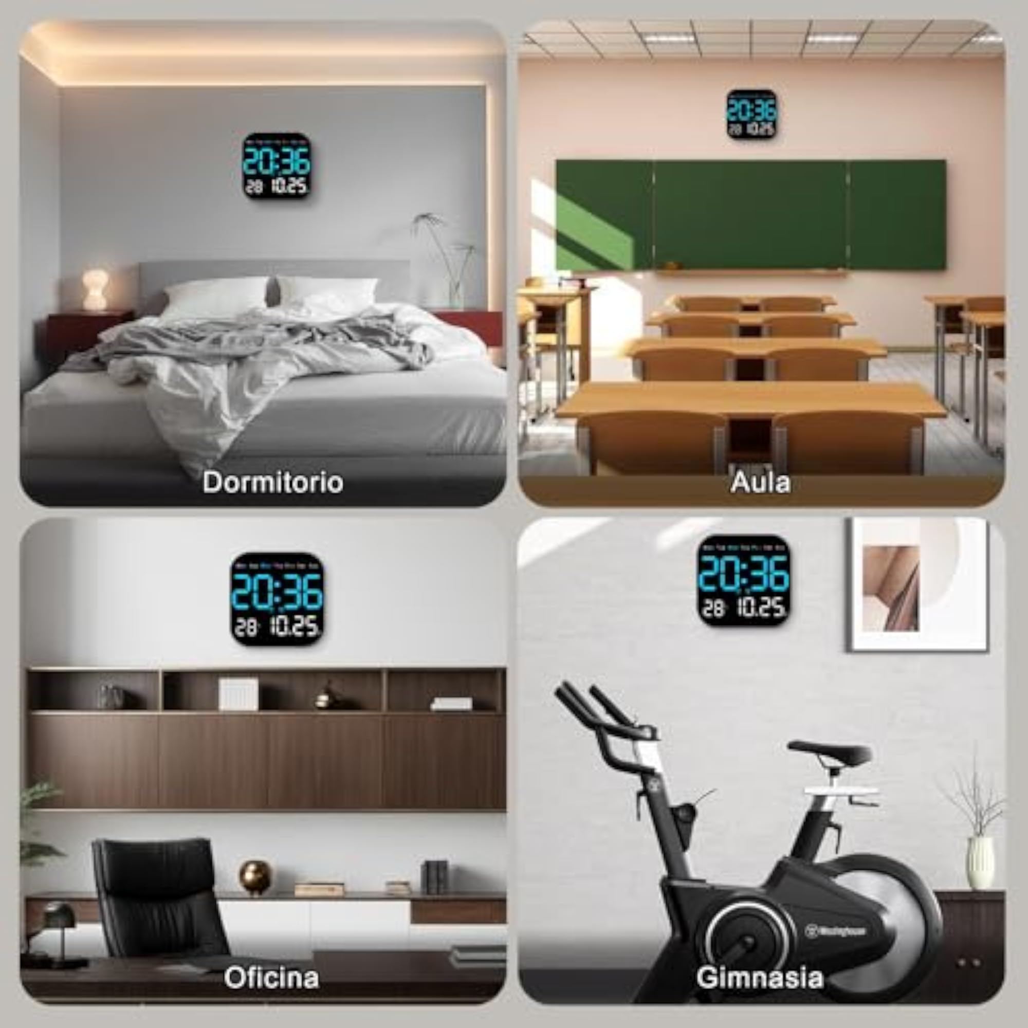 Digital Wall Clock with Remote Control, Modern Design