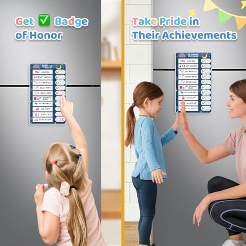 3 in 1 Bedtime/Morning/Weekly Routine Chart for Kids, Magnetic Chore Chart for Kids, Visual Schedule for Kids Toddlers Schedule Board for Home - Image 6