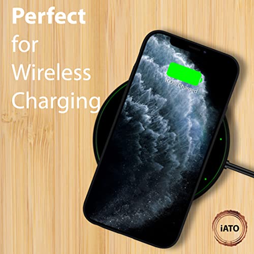 Iato Iphone 11 Pro Max Wood Case. Unique & Classy Shockproof Protective Cover. Wireless Charging Compatible Real Wooden Overlay On Soft Black Tpu - Brilliant Bamboo #TOP4