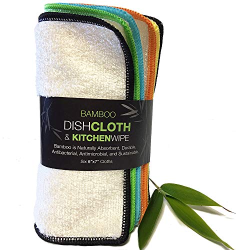 Whiff Bamboo Dish Cloth & Kitchen Wipe, Replace Your Sponge with 6 Naturally