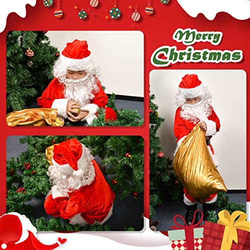 Novint Children’s Santa Suit Costume For Kids Red Deluxe Velvet Santa Suit Halloween Christmas Party Cosplay Costome (9Pcs) (L, Red) #TOP4