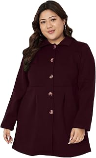 BRINNS Woman Plus Size Notched Collar Hip Length Fleece Overcoat Price In India