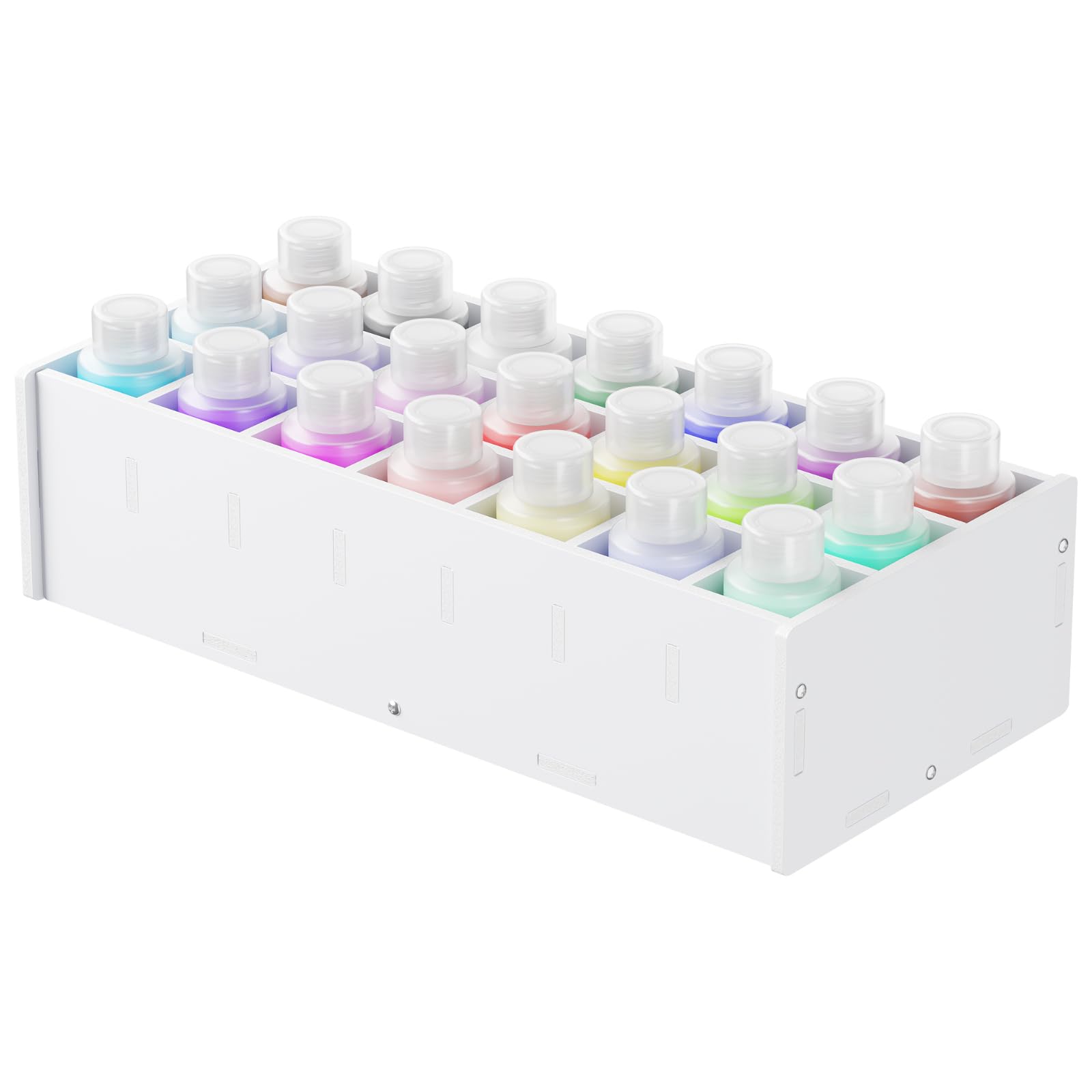 Bandeja de almacenamiento de pintura de 21 rejillas, organizador de almacenamiento de suministros de arte y manualidades, soporte de estante de pintura para manualidades, soporte apilable para