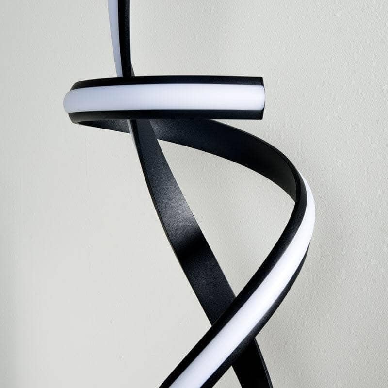 Image of Modern Floor Lamp with Twisting Spiral Design, Black Body, 3-Color LED Light (Warm, Neutral, Cool), Elegant Standing Lamp for Living Room, Bedroom, & Office