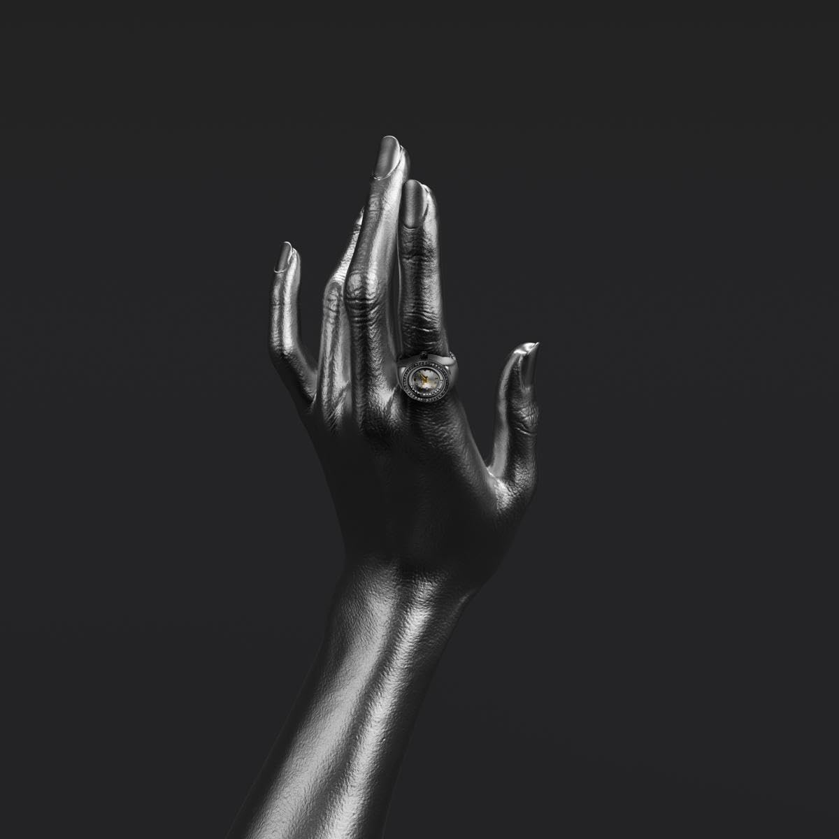 Jessica Simpson Women's Silver Adjustable Ring Watch – Crystal Bezel, Quartz Analog Mini Dial, Stretch Band Fashion Jewelry Accessory - Image 5