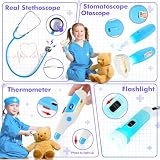 IVENRXIU Kids Doctors Play Set, 15 Pcs Doctor Kit for Toddlers 3-5, Doctor Set with Real Stethoscope, Pretend Play Toys for Kids Boys and Girls, Halloween Christmas Birthday Gifts