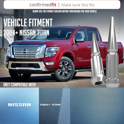 Image of Wheel Accessories Parts 24 Pcs M12x1.25 12x1.25 Thread Spike Spline 4.40 inch Long Lug Nuts Chrome 7 /8 inch & 13 /16 inch Hex Fits Nissan Titan (Non XD) with Aftermarket Wheels