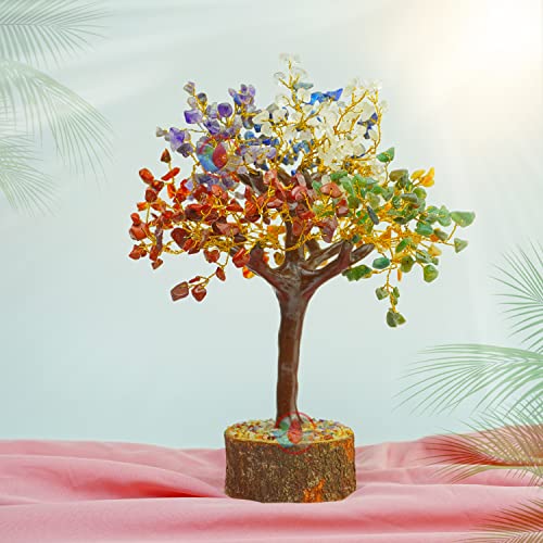 Image of REMEDYWALA Charged Energized Seven Chakra Crystal Tree 500 Beads for Reiki Healing