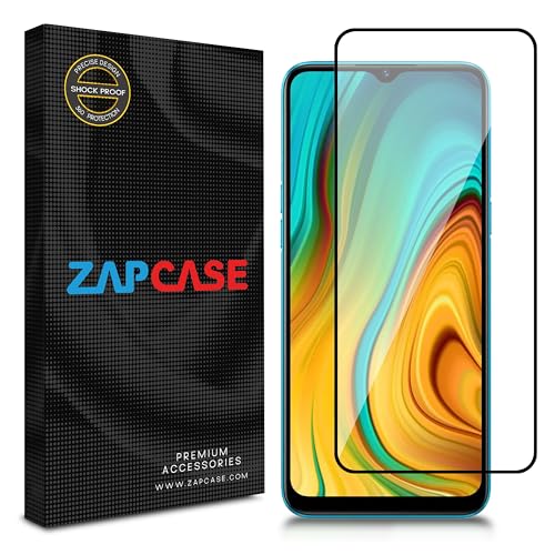 Image of ZAP CASE HD Plus Tempered Glass Screen Protector Compatible For Realme C3i (Black) Edge To Edge Coverage With Easy Installation Kit