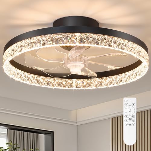 FOLKSMATE Ceiling Fan with Light and Remote, Low Profile Flush