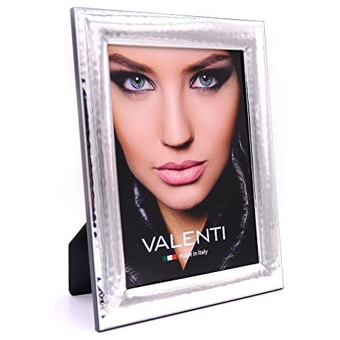 Valenti&Co. - Photo Frame - Hammered Silver - Glossy for Weddings, Friends' Birthdays or for Parents - For 5,90” x 7,87” (15 x 20 cm) Photos Cover
